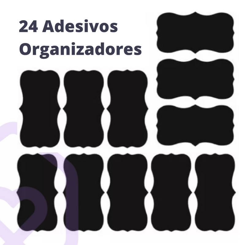 24un - Adesivos Chalkboard Preto Fosco - Médio 9x5cm