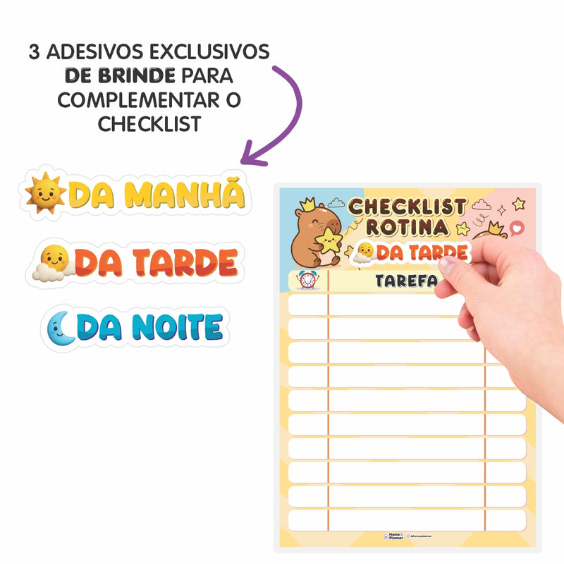 Quadro Check List Rotina Capivara + Caneta