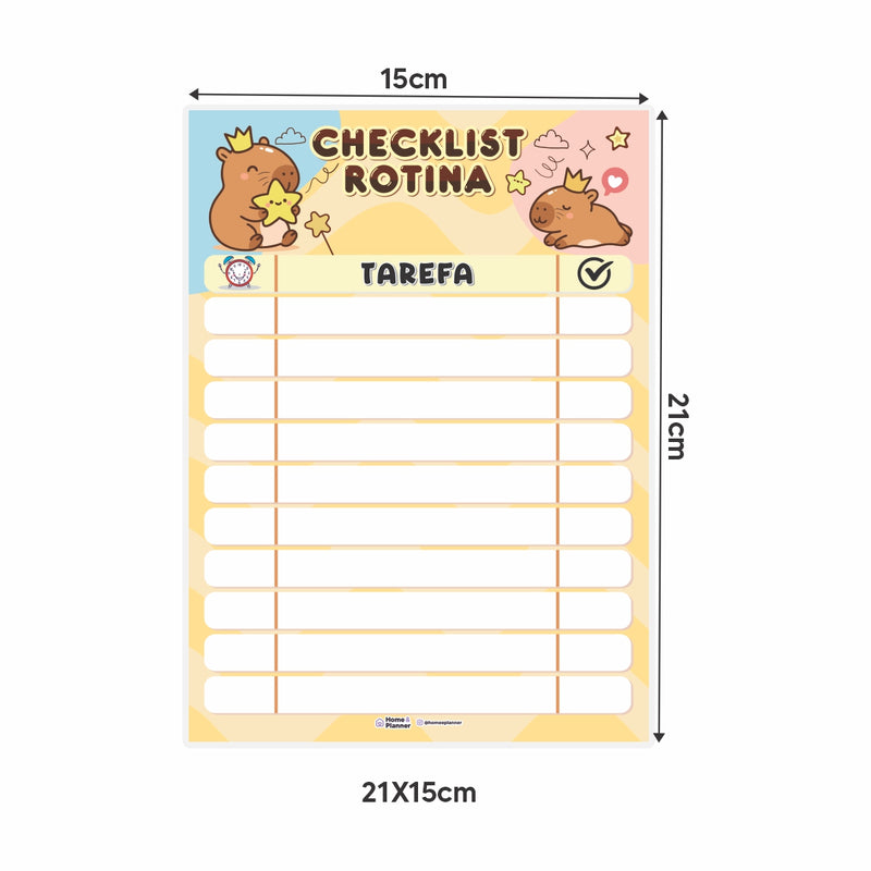 Quadro Check List Rotina Capivara + Caneta