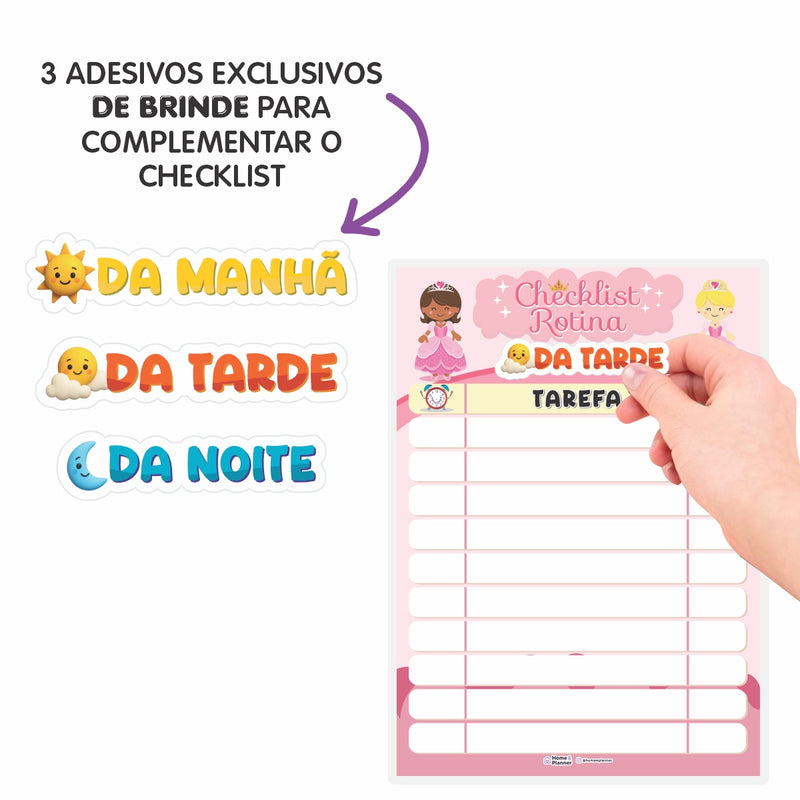 Quadro Check List Rotina Princesas + Caneta