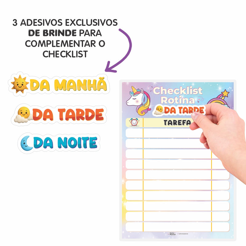 Quadro Check List Rotina Unicórnio + Caneta