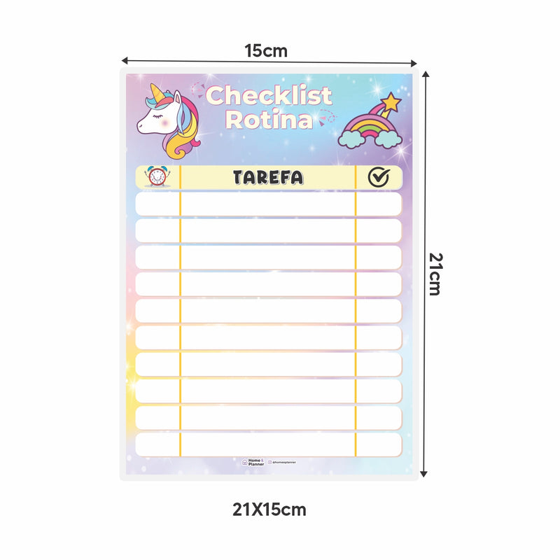 Quadro Check List Rotina Unicórnio + Caneta