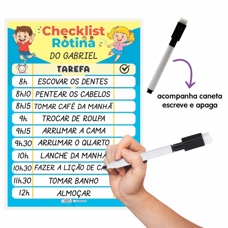 Quadros Check List Rotina Unissex + Caneta