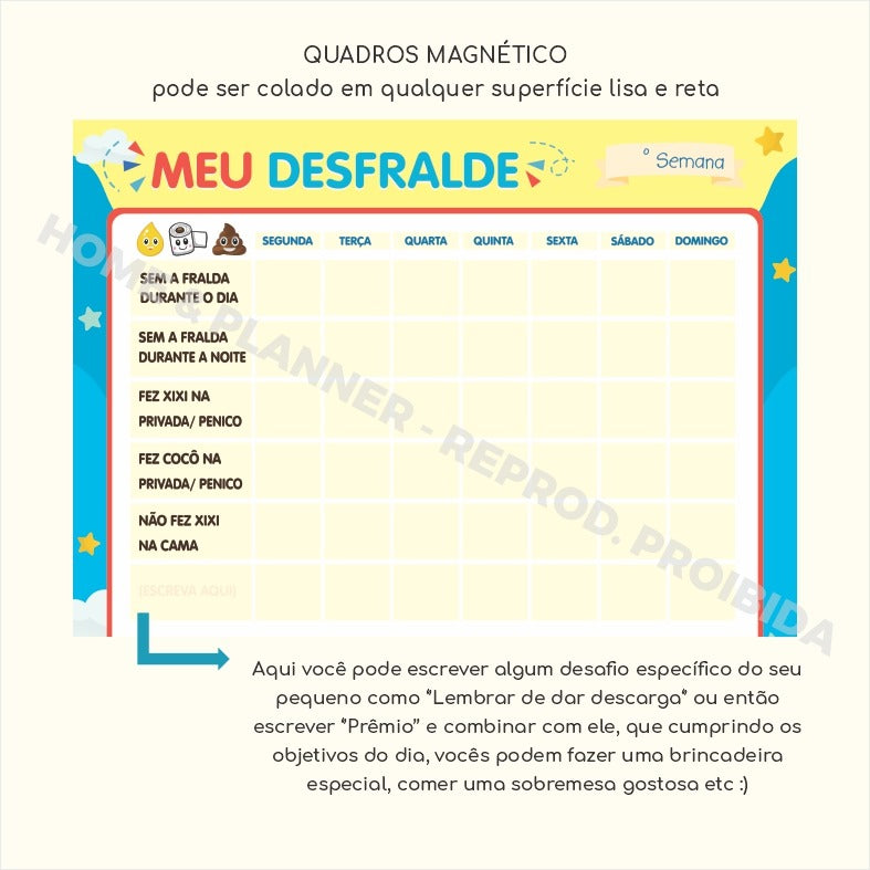 Quadro de Desfralde Infantil - Magnético