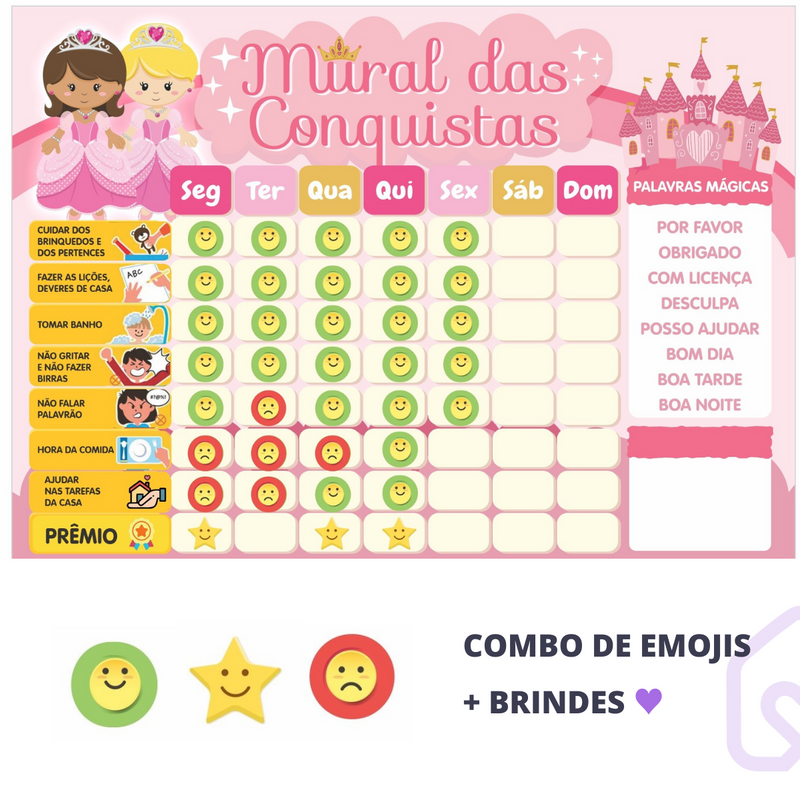 Mural das Conquistas | Princesas - Geladeira