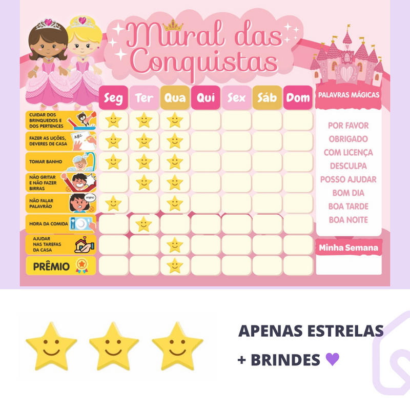 Mural das Conquistas | Princesas - Parede