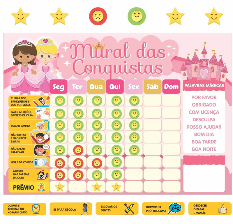 Mural das Conquistas | Princesas - Parede