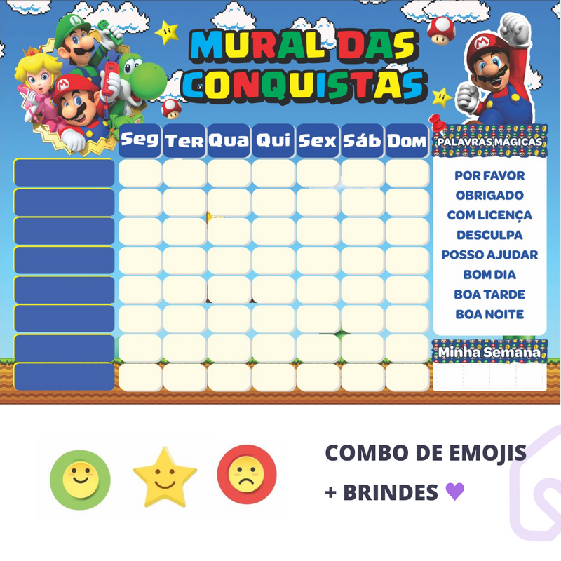 Mural das Conquistas | Super Mário - Geladeira