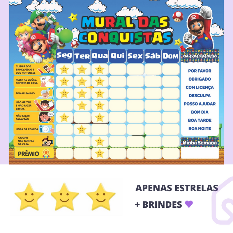 Mural das Conquistas | Super Mário - Geladeira