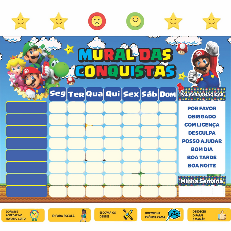 Mural das Conquistas | Super Mário - Geladeira