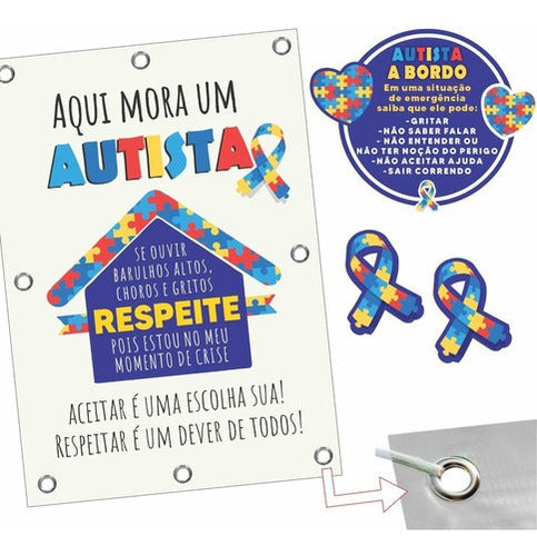 Kit Placa de Autismo com Adesivos